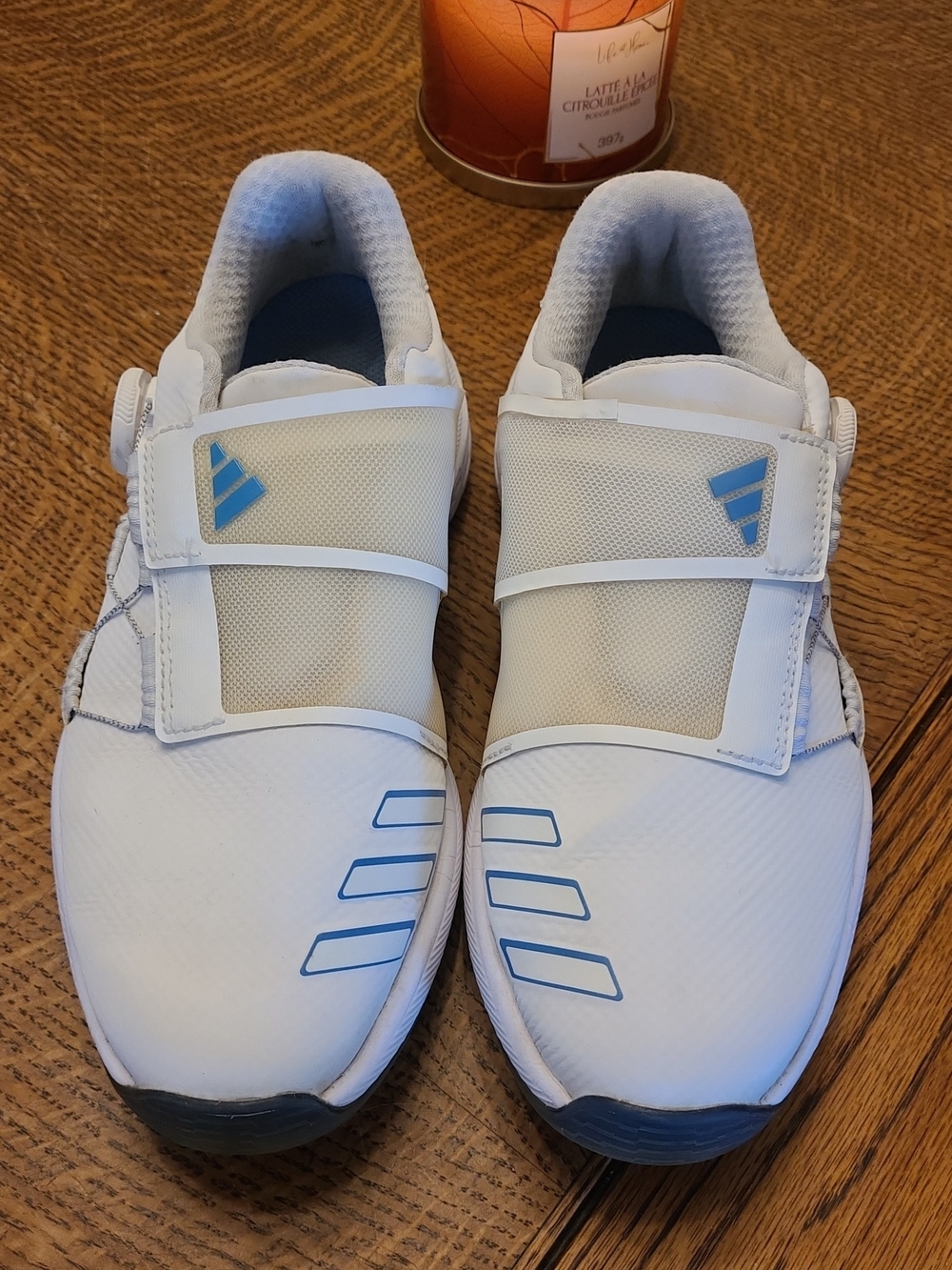 Women's adidas ZG23 BOA Golf White Blue Fusion Metallic Shoes 7